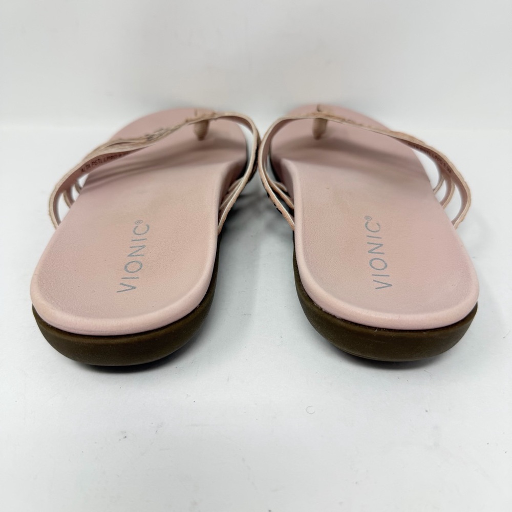 Vionic Alta Toe Post Leather Orthotic Sandals Rose Pink Size 8.5 - Picture 4 of 8